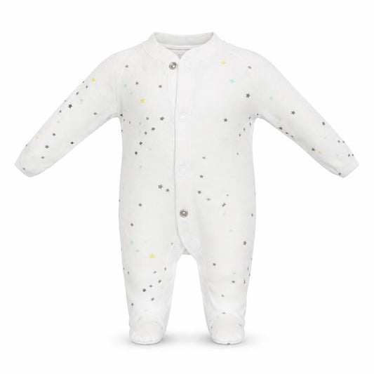 Front view of F&F Baby White Spotted Romper One-Piece Size Newborn
