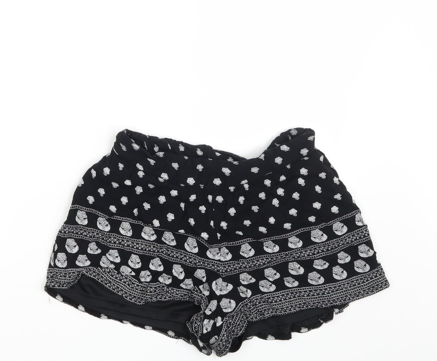 Select Womens Black Floral  Hot Pants Shorts Size 6