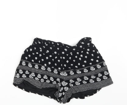 Select Womens Black Floral  Hot Pants Shorts Size 6