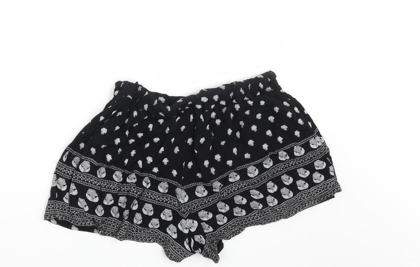 Select Womens Black Floral  Hot Pants Shorts Size 6