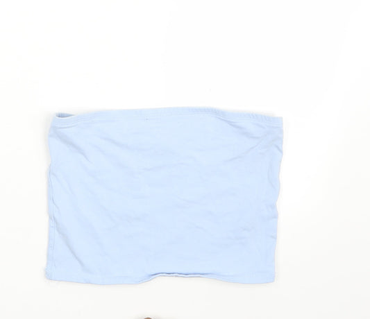Womens UK Size M New Look Blue Cropped Blouse