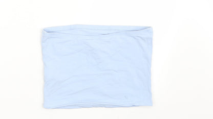 Womens UK Size M New Look Blue Cropped Blouse