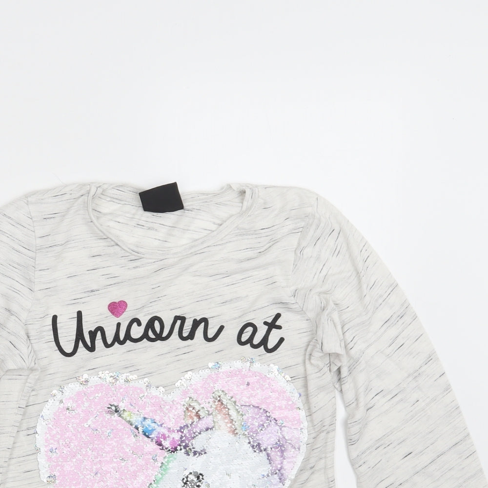 Primark Girls White Spotted  Pullover Sweatshirt Size 12-13 Years  - Unicorn