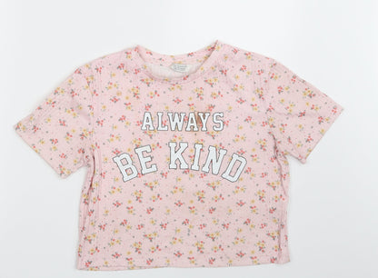 Primark Girls Pink Floral  Cropped T-Shirt Size 11-12 Years