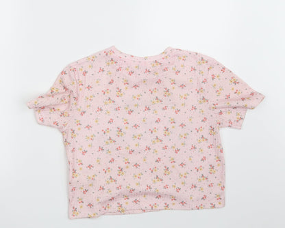 Primark Girls Pink Floral  Cropped T-Shirt Size 11-12 Years