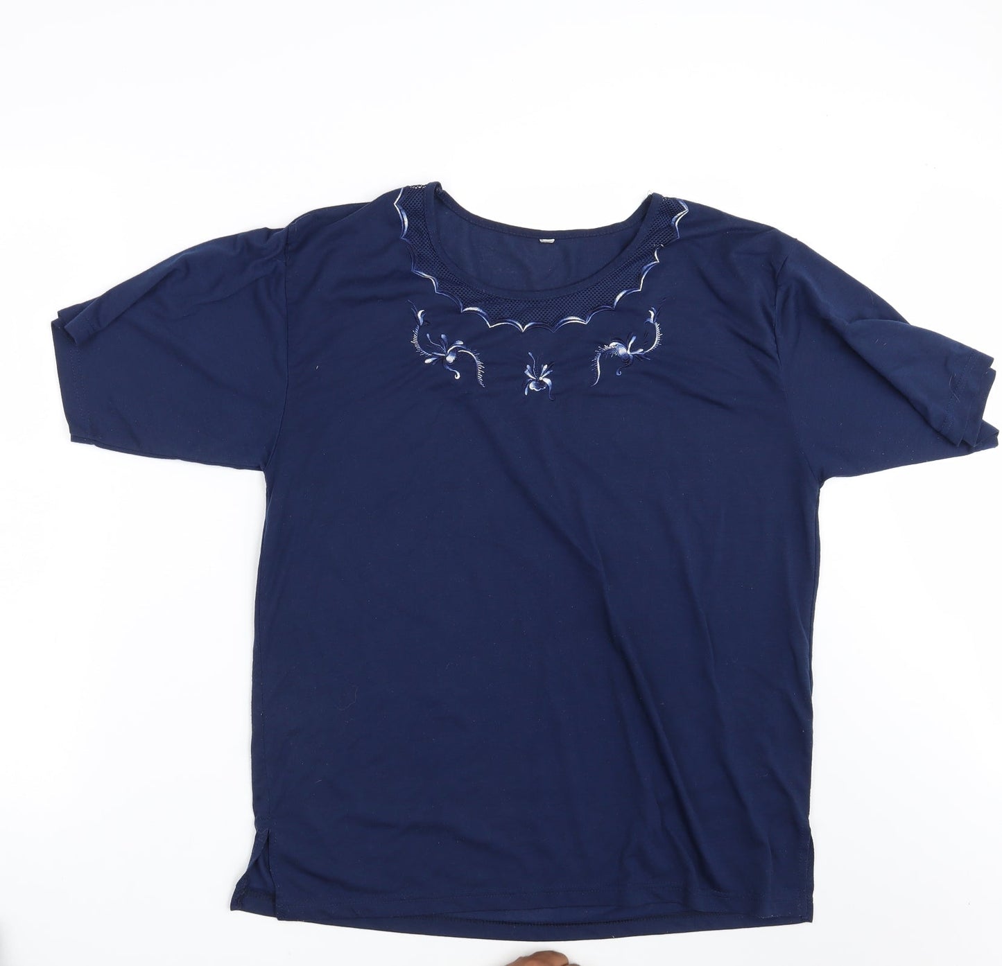 Womens UK Size L Preworn Blue Basic T-Shirt