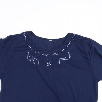 Womens UK Size L Preworn Blue Basic T-Shirt