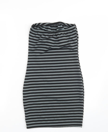 Boohoo Womens Grey Striped  Fit & Flare  Size 8