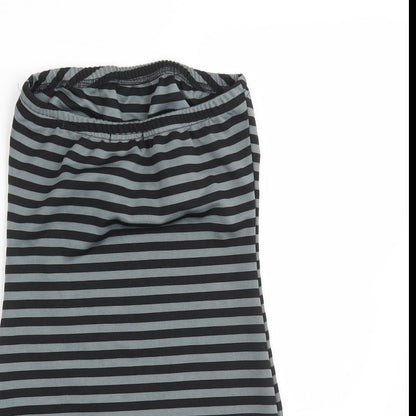 Boohoo Womens Grey Striped  Fit & Flare  Size 8