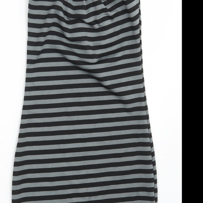 Boohoo Womens Grey Striped  Fit & Flare  Size 8