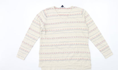 DASH Womens Beige Striped Knit Pullover Jumper Size 12