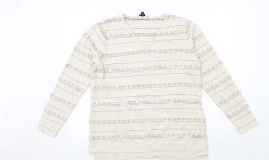 DASH Womens Beige Striped Knit Pullover Jumper Size 12