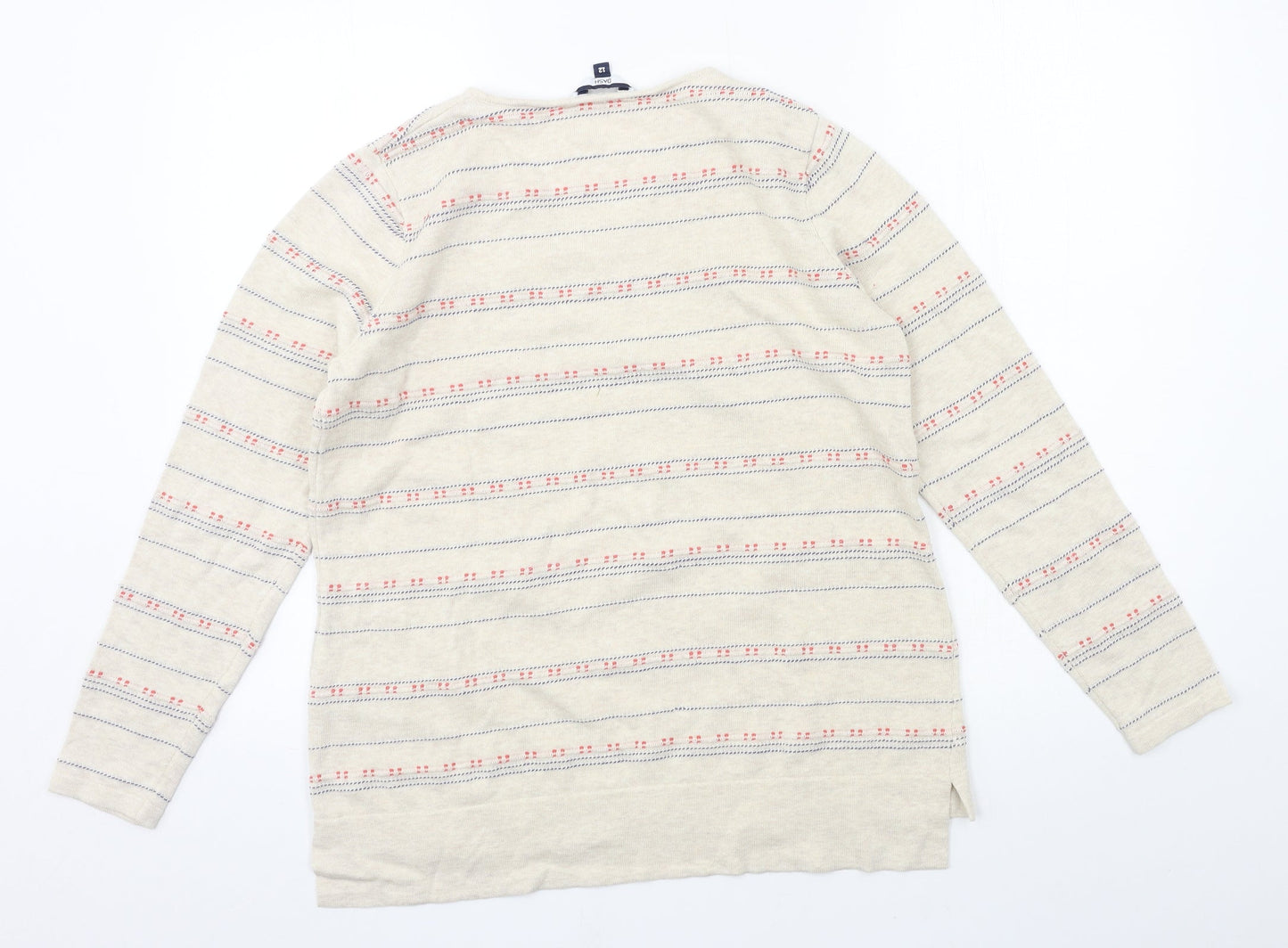 DASH Womens Beige Striped Knit Pullover Jumper Size 12