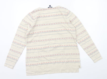 DASH Womens Beige Striped Knit Pullover Jumper Size 12