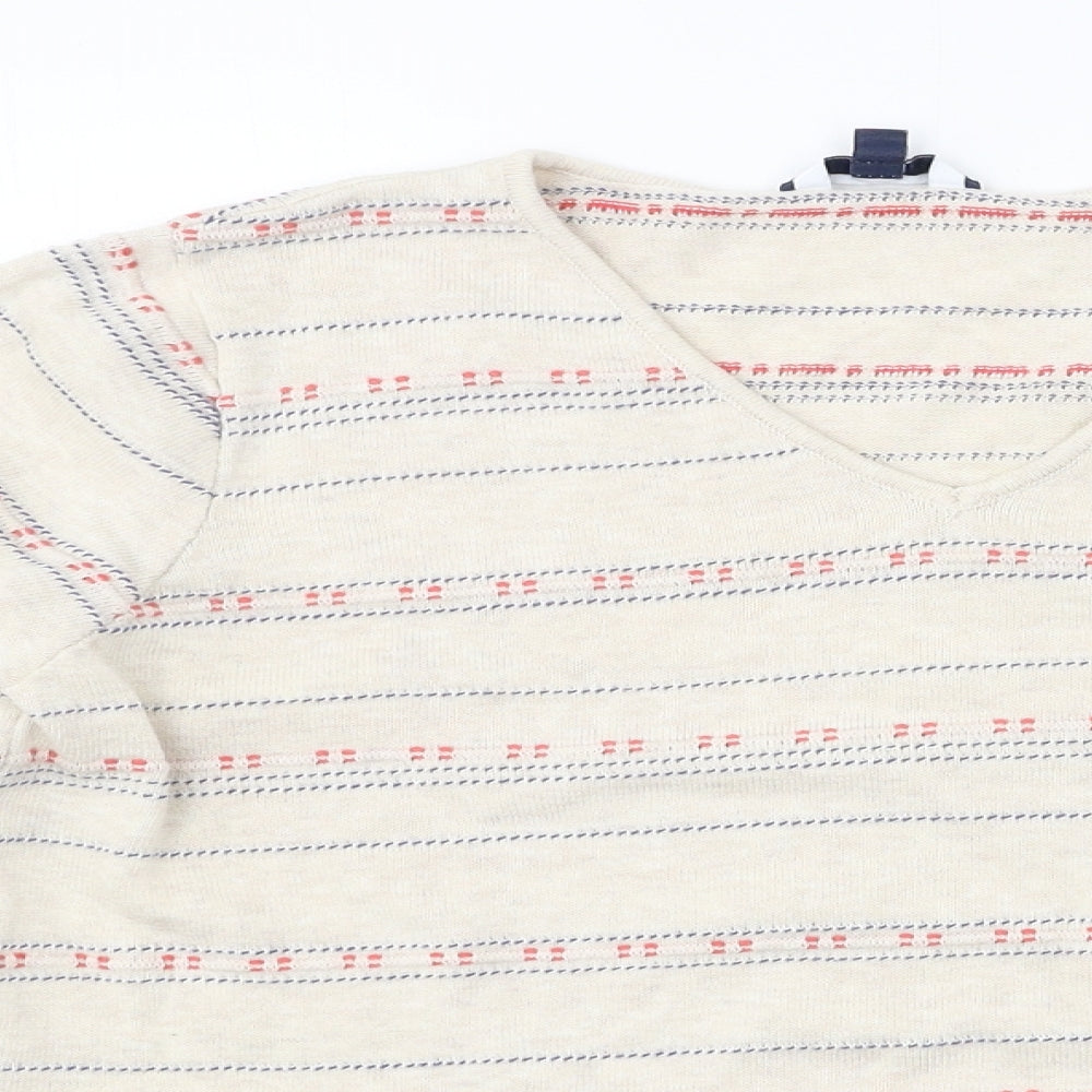 DASH Womens Beige Striped Knit Pullover Jumper Size 12