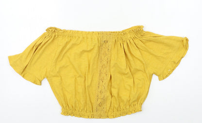 Womens UK Size 8 New Look Yellow Basic Blouse