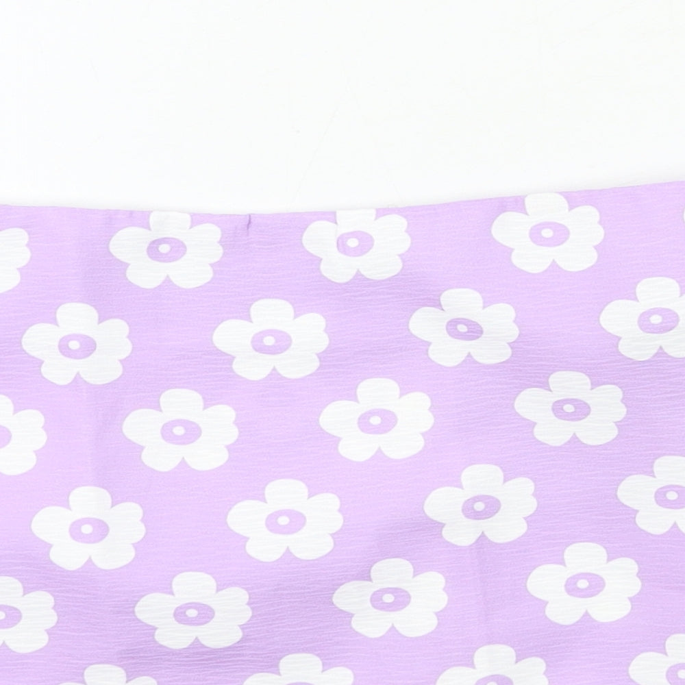 SheIn Womens Purple Floral  A-Line Skirt Size S