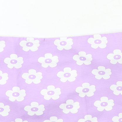 SheIn Womens Purple Floral  A-Line Skirt Size S