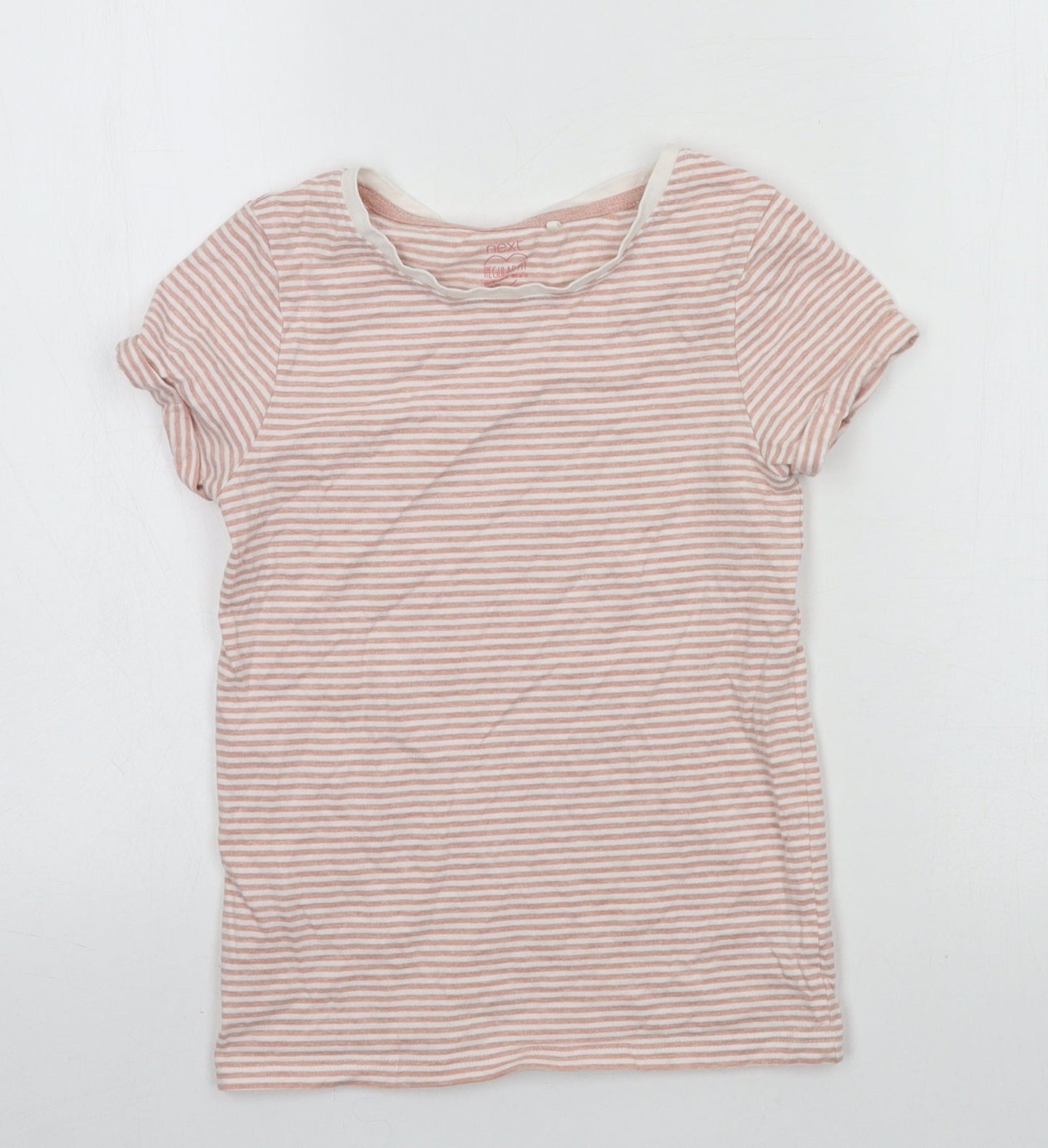 NEXT Girls Pink Striped Jersey Basic T-Shirt Size 9 Years