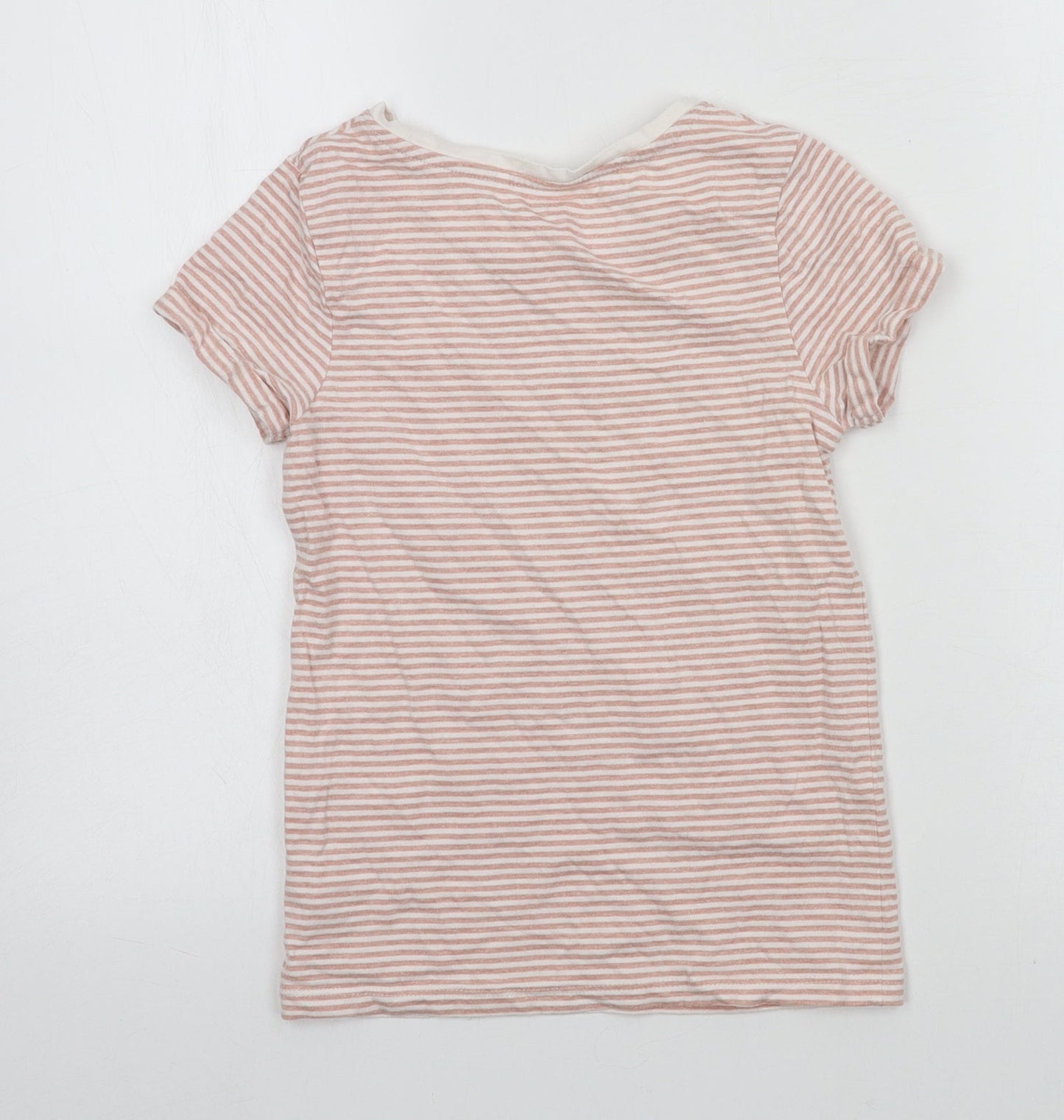 NEXT Girls Pink Striped Jersey Basic T-Shirt Size 9 Years