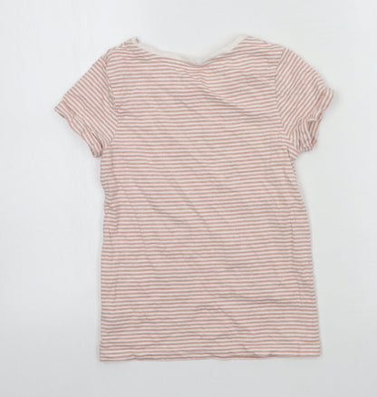 NEXT Girls Pink Striped Jersey Basic T-Shirt Size 9 Years