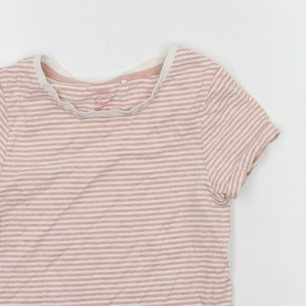 NEXT Girls Pink Striped Jersey Basic T-Shirt Size 9 Years