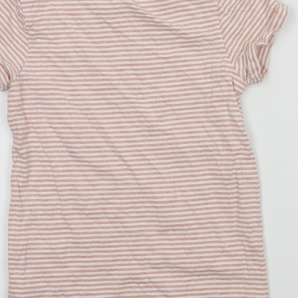 NEXT Girls Pink Striped Jersey Basic T-Shirt Size 9 Years