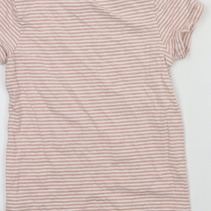 NEXT Girls Pink Striped Jersey Basic T-Shirt Size 9 Years