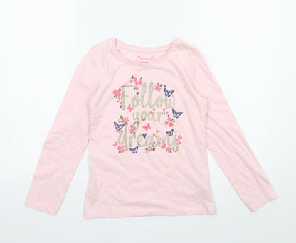 Primark Girls Pink  Jersey Basic T-Shirt Size 8-9 Years  - Follow yours Dreams