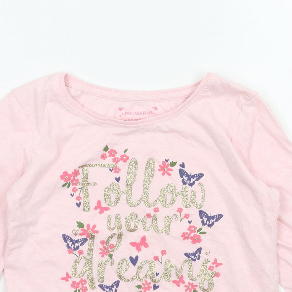 Primark Girls Pink  Jersey Basic T-Shirt Size 8-9 Years  - Follow yours Dreams