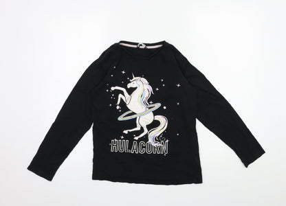PEP & CO Girls Black  Jersey Top Pyjama Top Size 11-12 Years  - Hulacorn