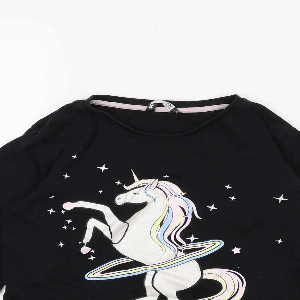 PEP & CO Girls Black  Jersey Top Pyjama Top Size 11-12 Years  - Hulacorn