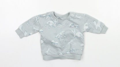 George Girls Blue Geometric Jersey Pullover Jumper Size 0-3 Months  - Rabbit