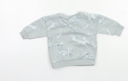 George Girls Blue Geometric Jersey Pullover Jumper Size 0-3 Months  - Rabbit