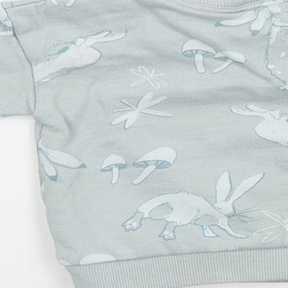 George Girls Blue Geometric Jersey Pullover Jumper Size 0-3 Months  - Rabbit