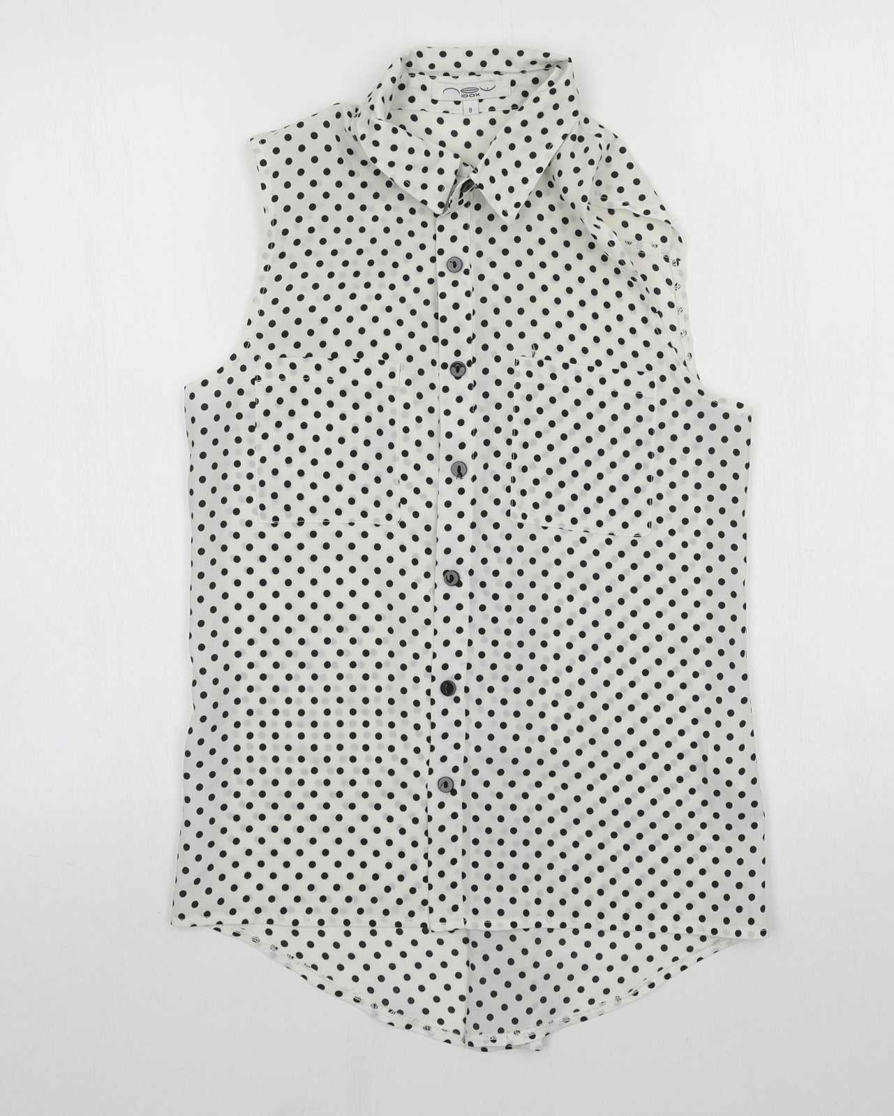 Womens UK Size 8 New Look White Basic Button-Up