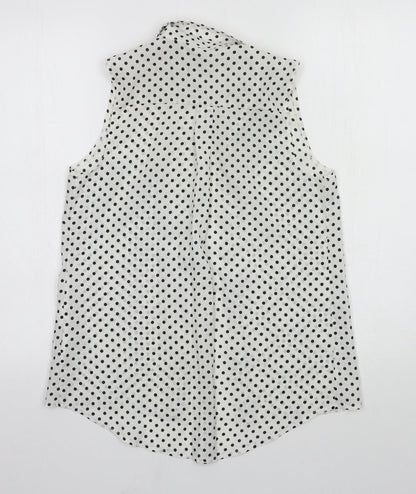 Womens UK Size 8 New Look White Basic Button-Up