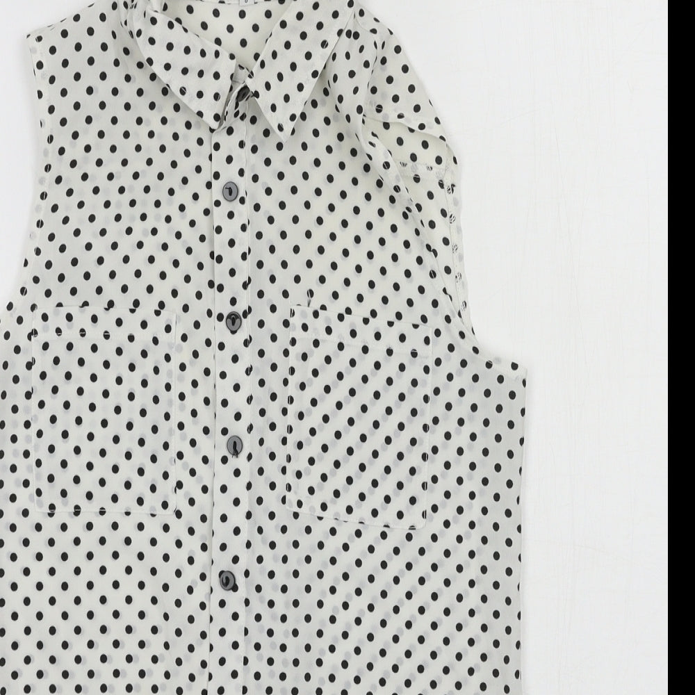 Womens UK Size 8 New Look White Basic Button-Up