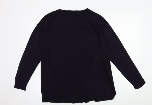 Womens UK Size 14 Isle Blue Cardigan Jumper
