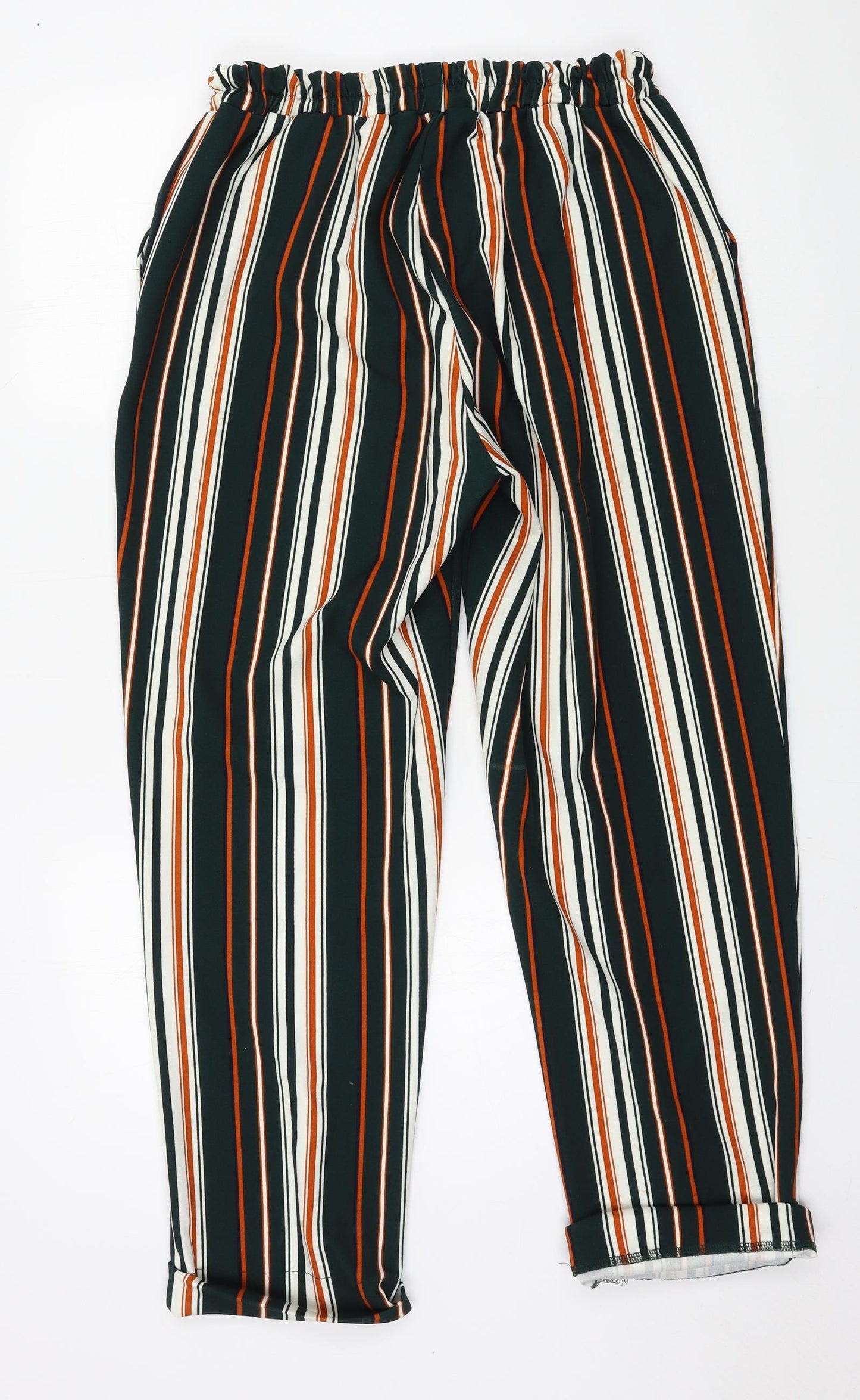 New Look Womens Green Striped Jersey Trousers  Size 14 L25 in