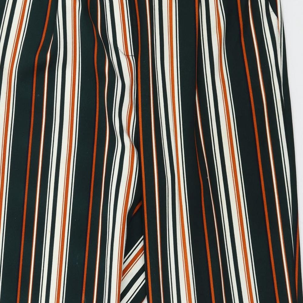 New Look Womens Green Striped Jersey Trousers  Size 14 L25 in