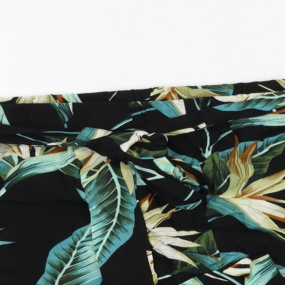 SheIn Womens Black Floral  Paperbag Shorts Size L