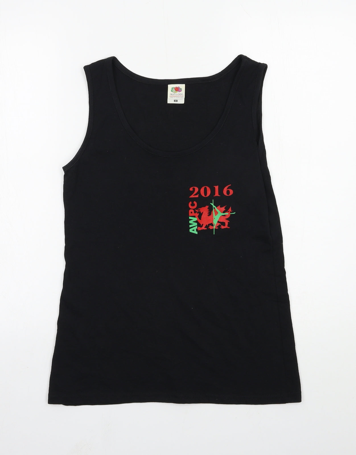 Womens UK Size S Fruit of the Loom Black Basic Tank