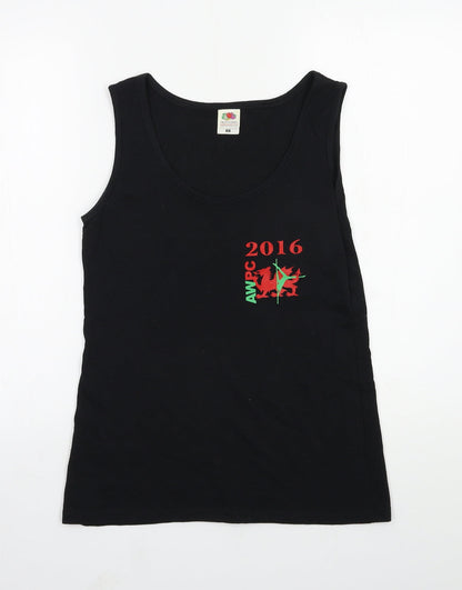 Womens UK Size S Fruit of the Loom Black Basic Tank