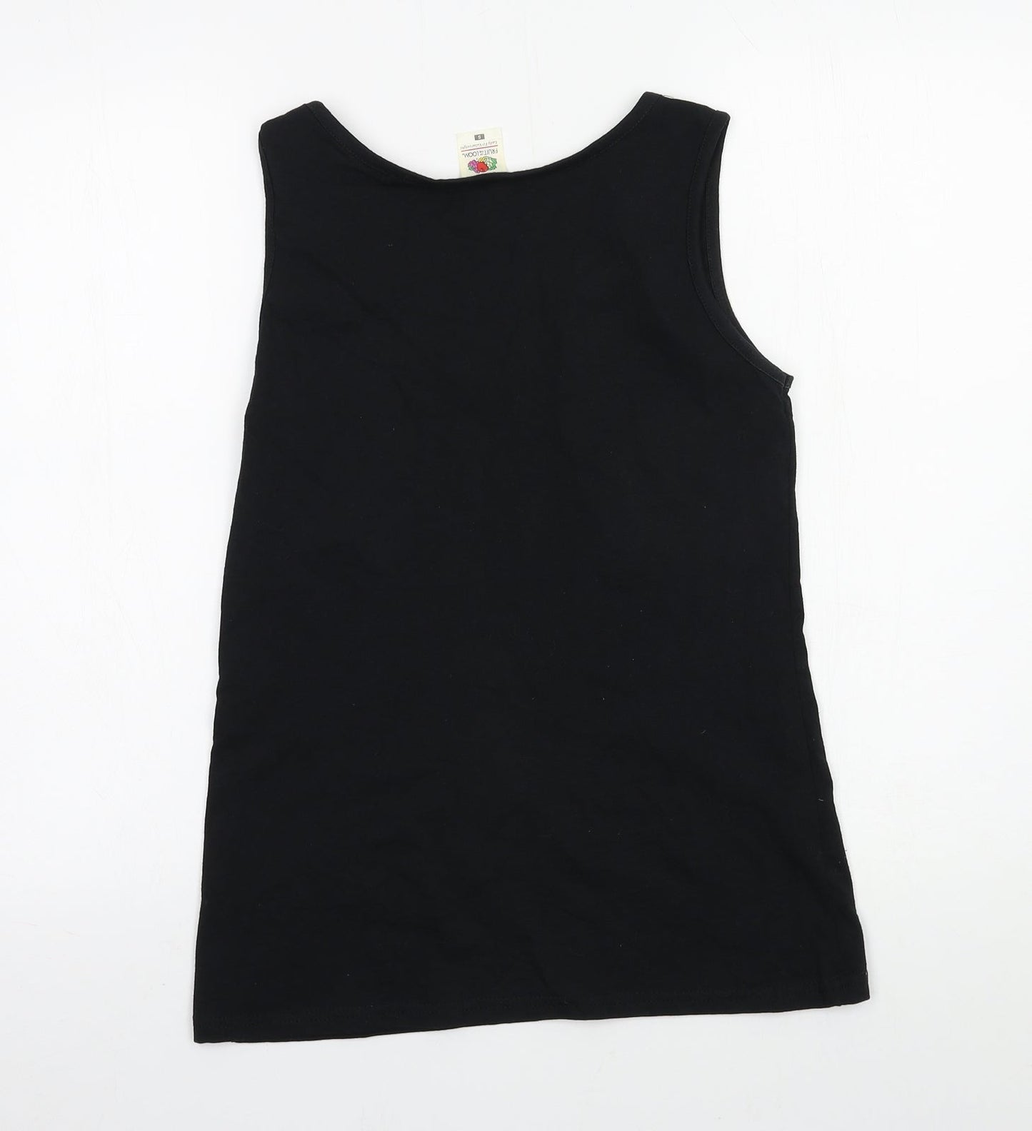 Womens UK Size S Fruit of the Loom Black Basic Tank