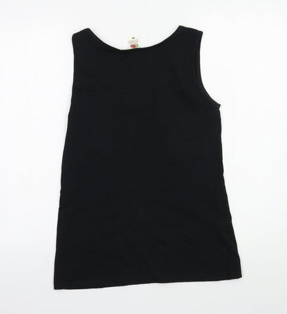 Womens UK Size S Fruit of the Loom Black Basic Tank