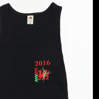 Womens UK Size S Fruit of the Loom Black Basic Tank