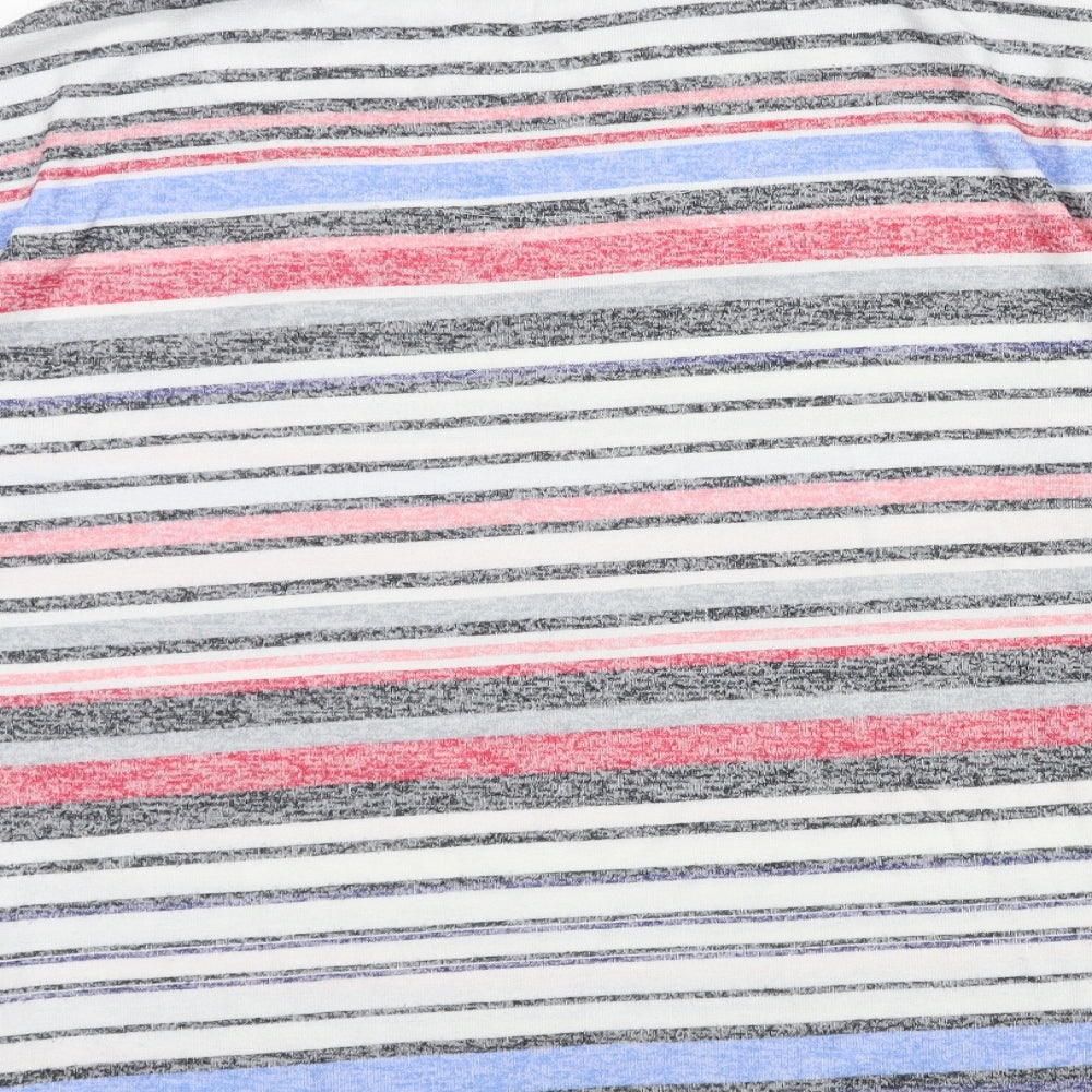 Nutmeg Womens White Striped Knit Basic T-Shirt Size 8