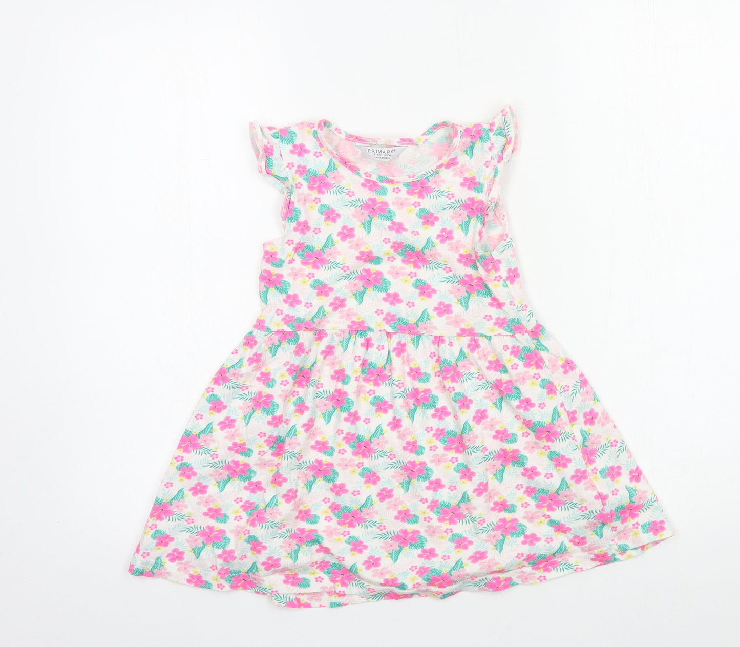 Primark Girls Multicoloured Floral Jersey T-Shirt Dress  Size 5-6 Years