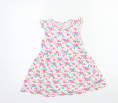 Primark Girls Multicoloured Floral Jersey T-Shirt Dress  Size 5-6 Years